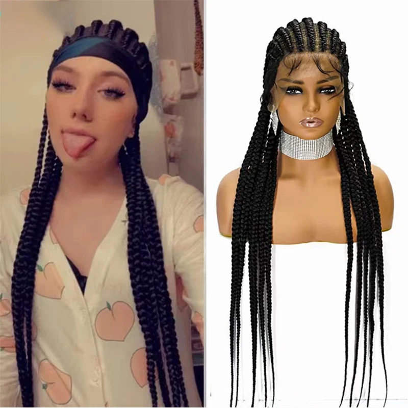 2022 New Braiding Hair Wig Long Free Part Braid African Box Braided Full Lace Front Wigs For Black Women BabyHair Preplucked
2022 New Braiding Hair Wig Long Free Part Braid African Box Braided Full Lace Front Wigs For Black Women BabyHair Preplucked