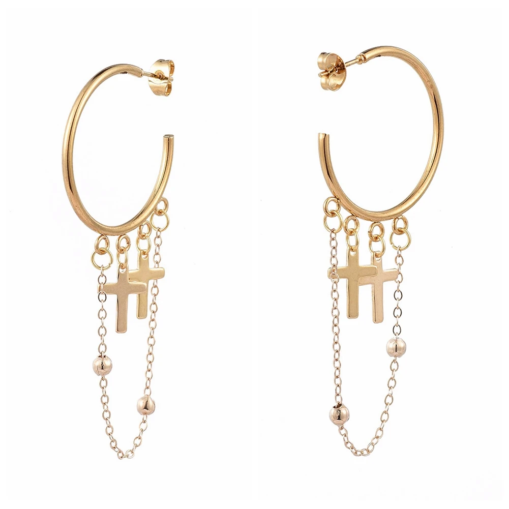 Kissitty Gold Color Cross Stainless Steel Dangle Stud Earrings For Women Ear Nut Half Hoop Earrings Jewelry Findings
Kissitty Gold Color Cross Stainless Steel Dangle Stud Earrings For Women Ear Nut Half Hoop Earrings Jewelry Findings
