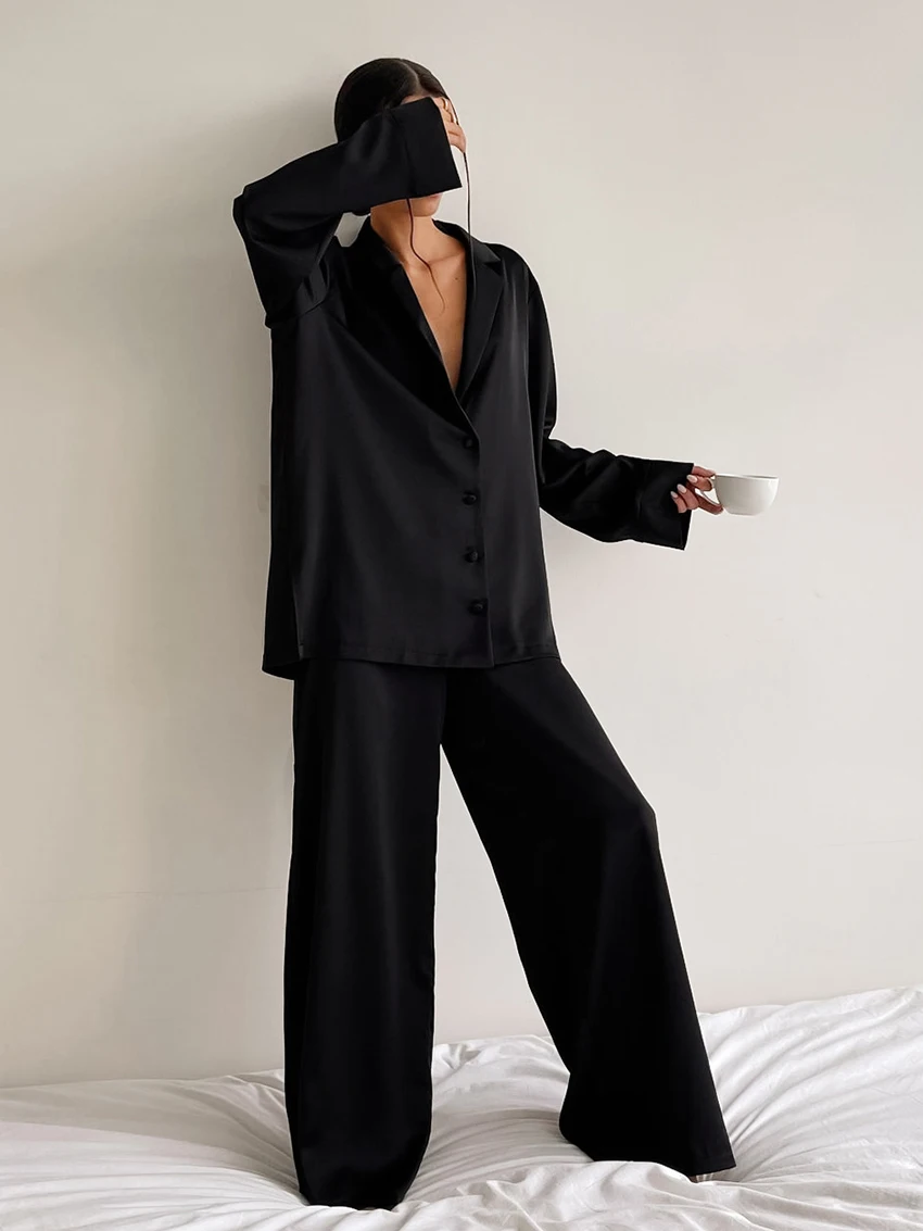 Fashion Blouse 2 Piece Set Women 2023 Spring Single Breasted Blouses Top With Wide Leg Trouser Suit Simple Casual Pant Sets
Fashion Blouse 2 Piece Set Women 2023 Spring Single Breasted Blouses Top With Wide Leg Trouser Suit Simple Casual Pant Sets
