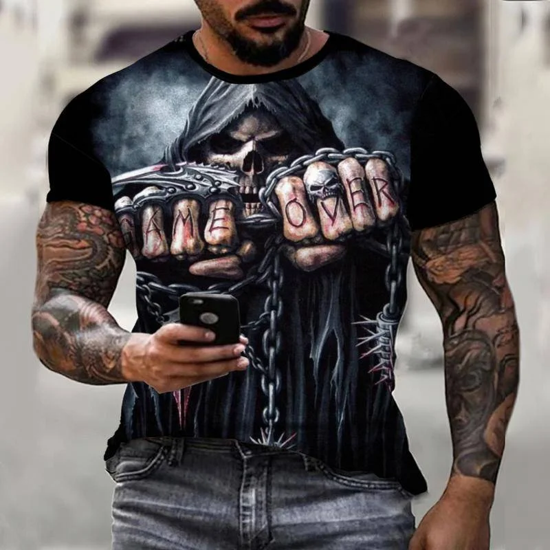 Summer New Men's Reaper Reaper T-Shirt Men's Skull Casual 3D Street Fashion Oversized 0-Neck Top Short Sleeve
Summer New Men's Reaper Reaper T-Shirt Men's Skull Casual 3D Street Fashion Oversized 0-Neck Top Short Sleeve