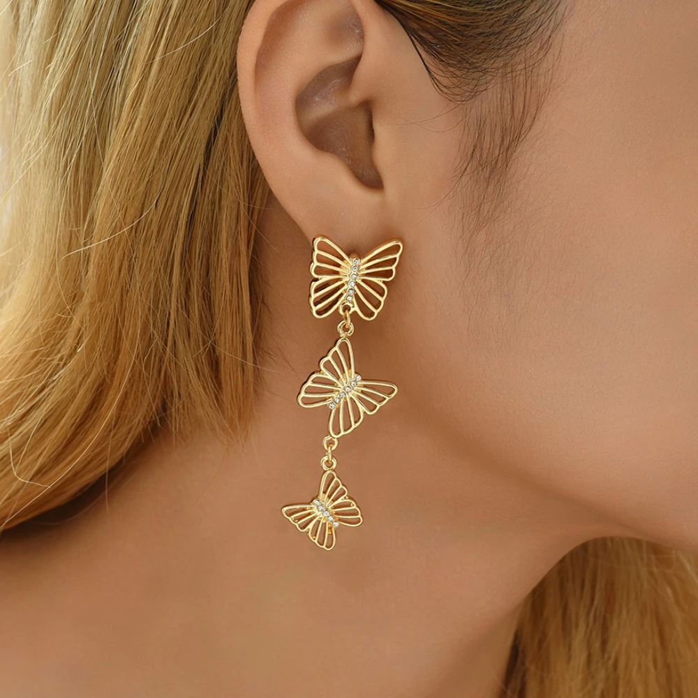 Gold Color Butterfly Insect Dangle Earrings For Women Rhinestone Long Butterfly Drop Earring Fashion Korean Jewelry 
Gold Color Butterfly Insect Dangle Earrings For Women Rhinestone Long Butterfly Drop Earring Fashion Korean Jewelry
