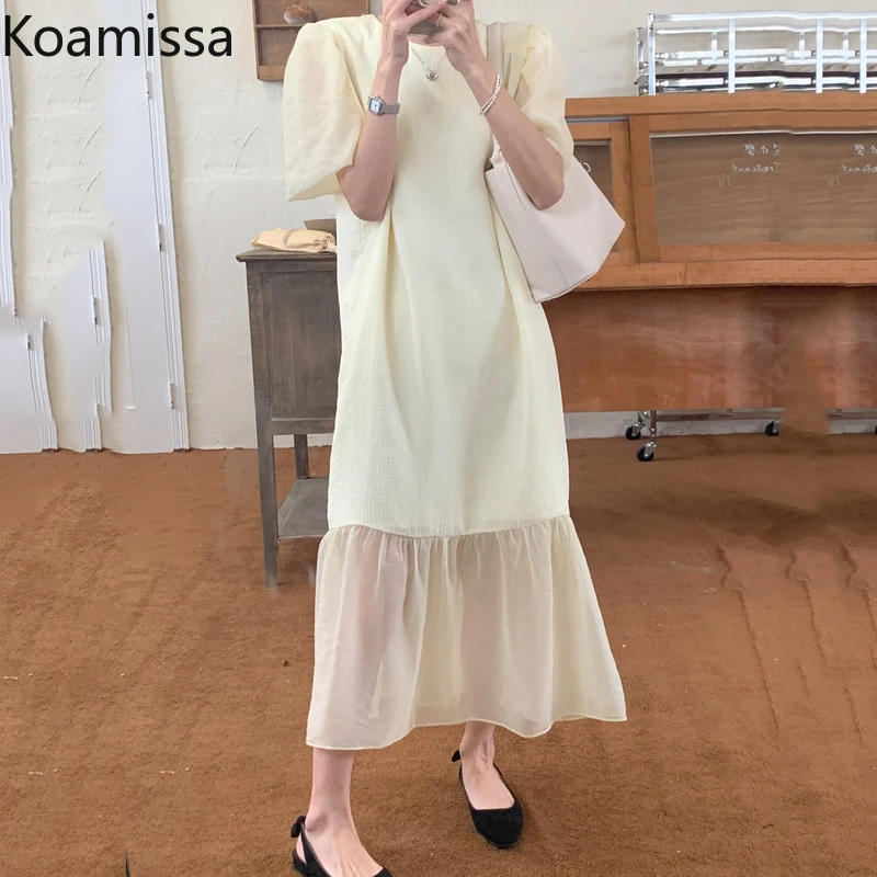 Koamissa White Dress Temperament Stitching Mesh Ruffle Women's Summer New French Loose Straight Dresses Korean Robe Ropa Mujer
Koamissa White Dress Temperament Stitching Mesh Ruffle Women's Summer New French Loose Straight Dresses Korean Robe Ropa Mujer