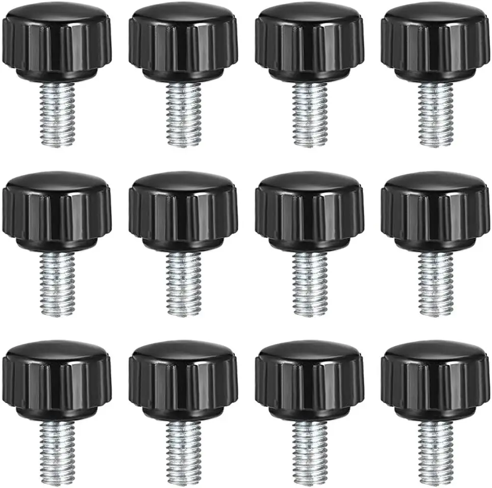 M5 x 10mm Metric Male Thread Knurled Clamping Knobs Grip Thumb Screw on Type Hand Clamping Handle Bolt with Plastic Knobs Black
M5 x 10mm Metric Male Thread Knurled Clamping Knobs Grip Thumb Screw on Type Hand Clamping Handle Bolt with Plastic Knobs Black