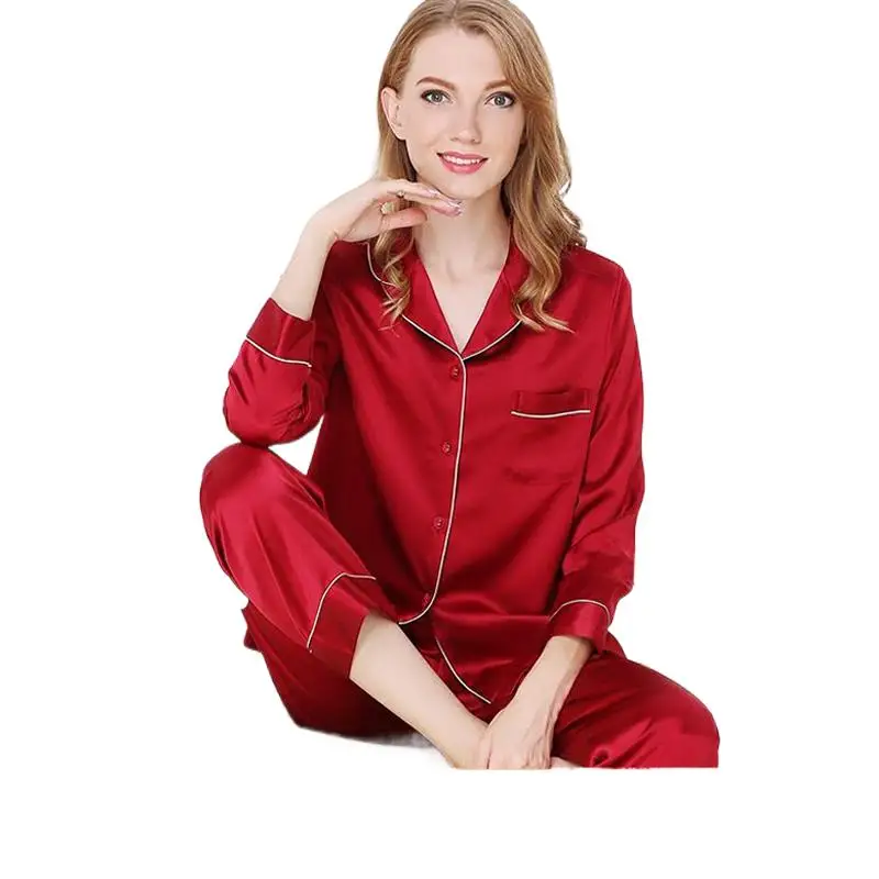 Female 100% Pure Real Silk Pajamas Suits Long Top & Pant Silk Sleepwear 2 Pieces Sets Ladies Plus Size Pijama Solid Home Wear
Female 100% Pure Real Silk Pajamas Suits Long Top & Pant Silk Sleepwear 2 Pieces Sets Ladies Plus Size Pijama Solid Home Wear