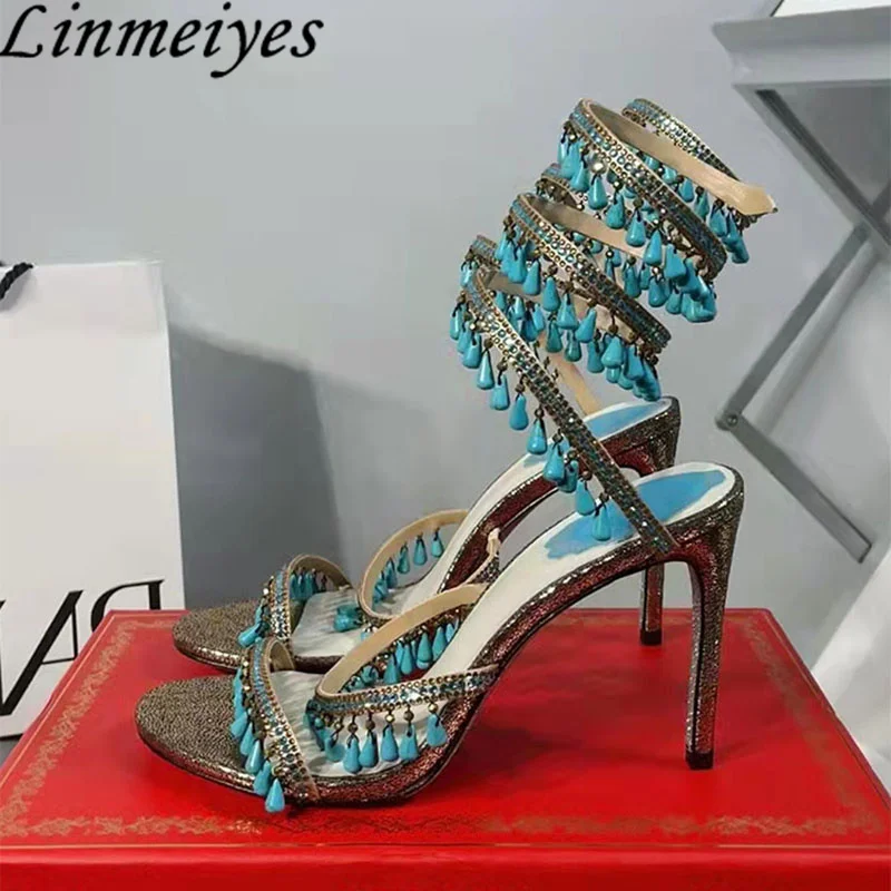 Summer High Heel Gladiator Sandals Women String Bead Rhinestone Wedding Shoes Women Ankle Strap Crystal Fringed Sandals Woman
Summer High Heel Gladiator Sandals Women String Bead Rhinestone Wedding Shoes Women Ankle Strap Crystal Fringed Sandals Woman