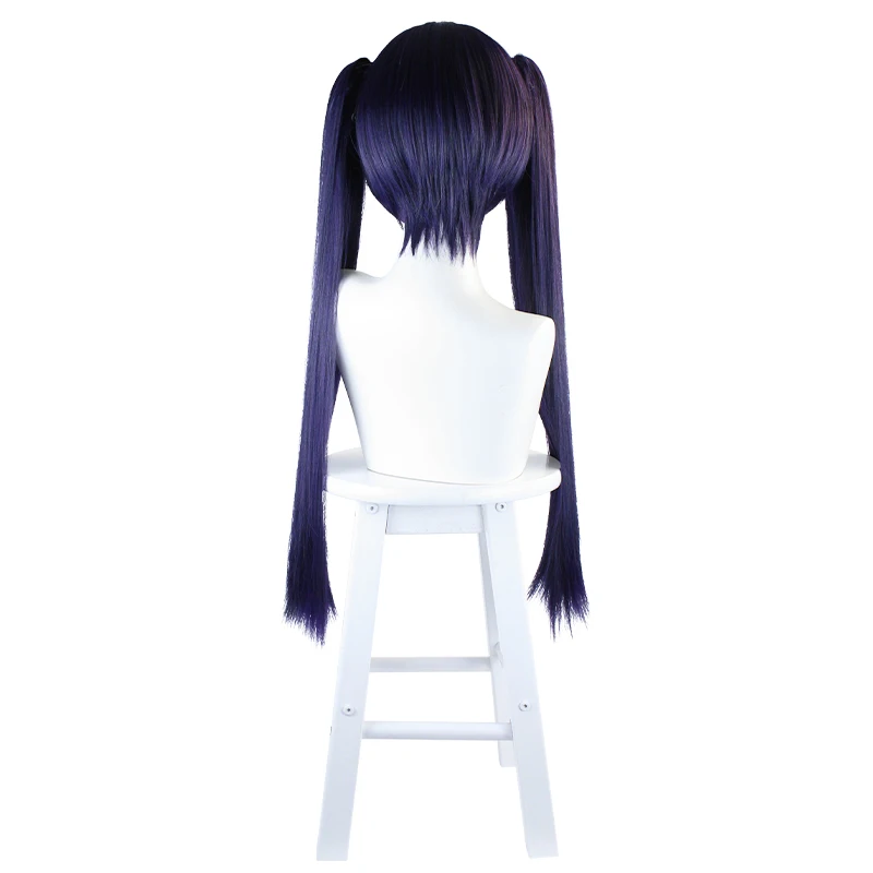 

Genshin ударопрочный Косплей Мона парик длинные прямые двойные хвосты челки темно-фиолетовые термостойкие волосы для взрослых Хэллоуин ролев...
