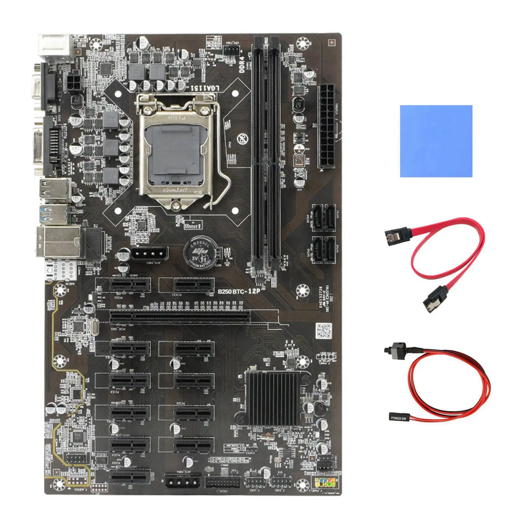B250 BTC Mining Motherboard with Thermal Pad+SATA Cable+Switch Cable 12XGraphics Card Slot LGA 1151 USB3.0 for BTC Miner
B250 BTC Mining Motherboard with Thermal Pad+SATA Cable+Switch Cable 12XGraphics Card Slot LGA 1151 USB3.0 for BTC Miner