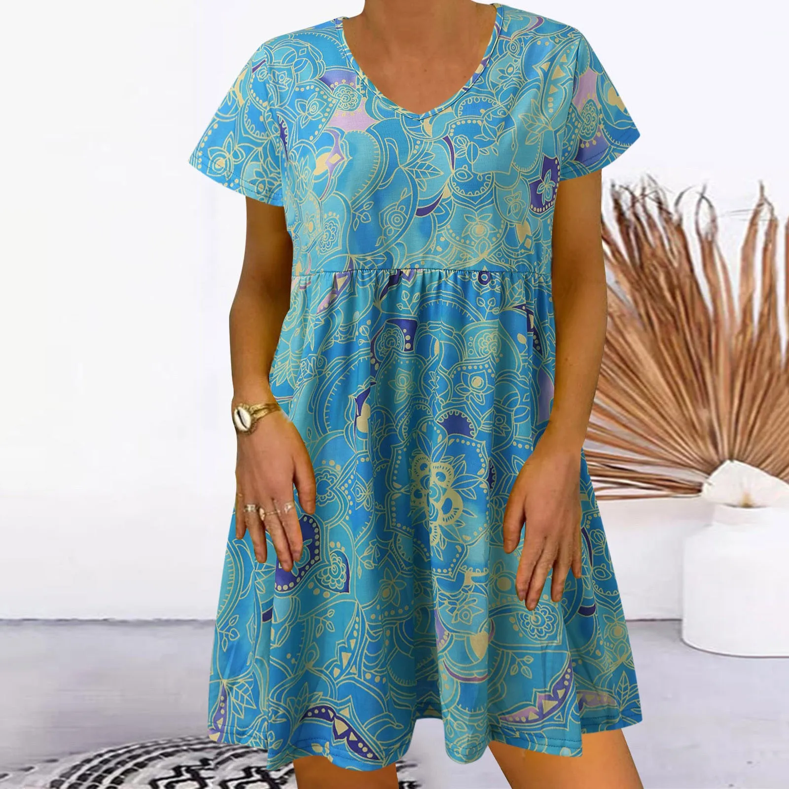 Dresses For Women Casual Fashion Print V Neck Short Sleeve Splice Loose Dress Holiday Dress Casual Halter Dress
Dresses For Women Casual Fashion Print V Neck Short Sleeve Splice Loose Dress Holiday Dress Casual Halter Dress