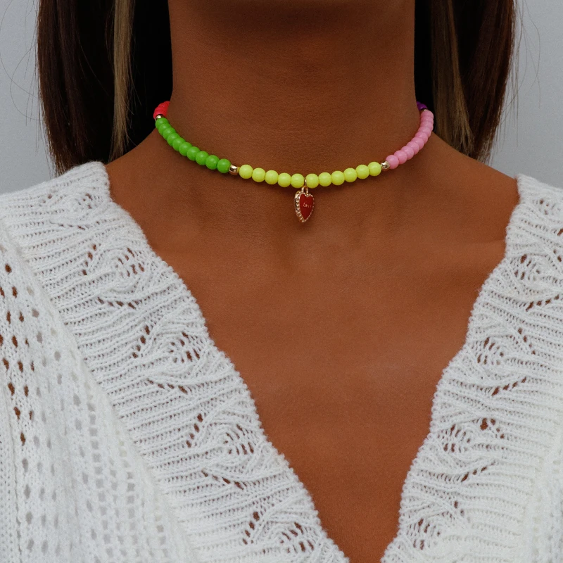 Romantic Pendants Love Heart Necklace for Women Bohemian Rainbow Bead Chain Clavicle Choker Party Jewelry Birthday Present Gift
Romantic Pendants Love Heart Necklace for Women Bohemian Rainbow Bead Chain Clavicle Choker Party Jewelry Birthday Present Gift