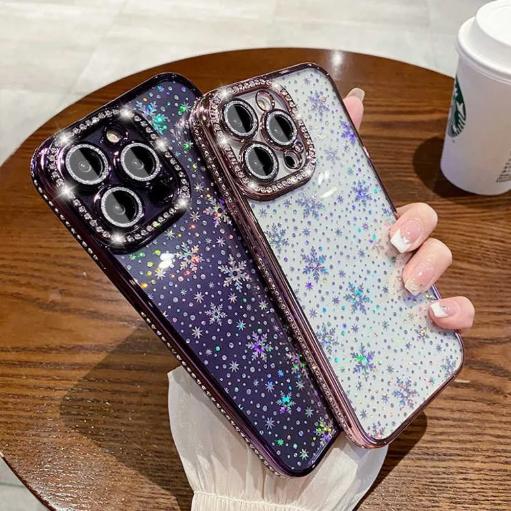 Snowflake Plating Diamond Glitter Crystal full protect lens film Phone Case For iPhone 14 13 12 11 Pro Max Plus + Back Cover
Snowflake Plating Diamond Glitter Crystal full protect lens film Phone Case For iPhone 14 13 12 11 Pro Max Plus + Back Cover