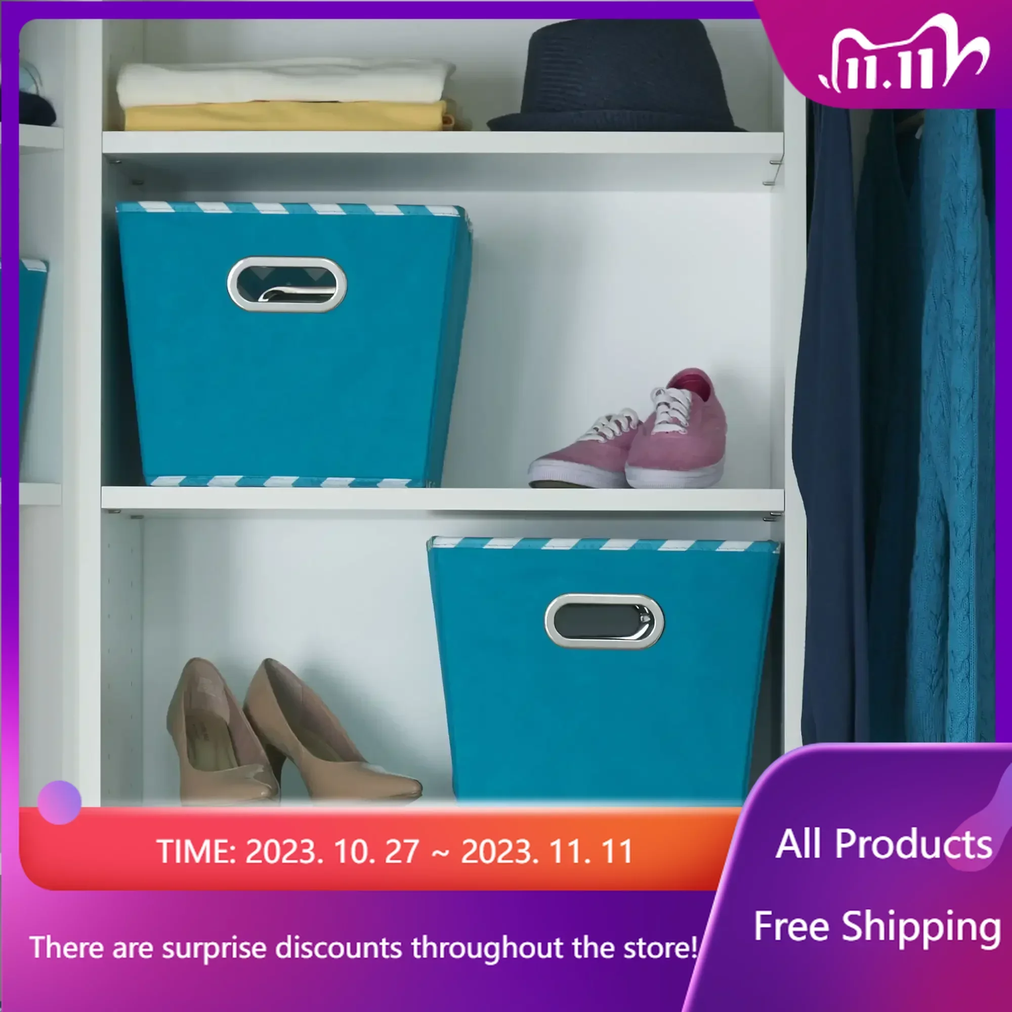 

Medium Decorative Storage Bins, 2pk, Aqua and Chevron Organizer Box Fast Transportation Sales promotion