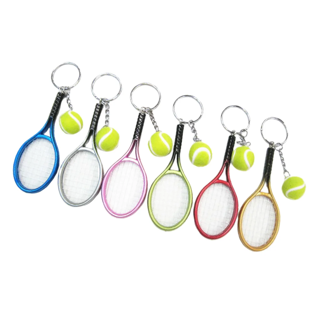 

6 Pcs Tennis Theme Key Chain Racket Keyring Bag Pendant Keychain Hanging Keychains