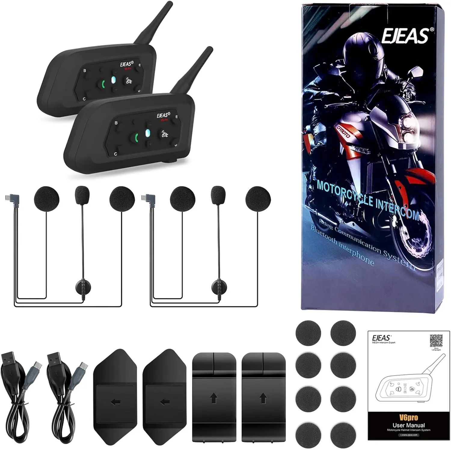 Мотогарнитура EJEAS V6 Pro С Bluetooth Для Связи Между 2 Райдерами, Водонепроницаемая IP67, Система Связи Для Шлема
Мотогарнитура EJEAS V6 Pro С Bluetooth Для Связи Между 2 Райдерами, Водонепроницаемая IP67, Система Связи Для Шлема