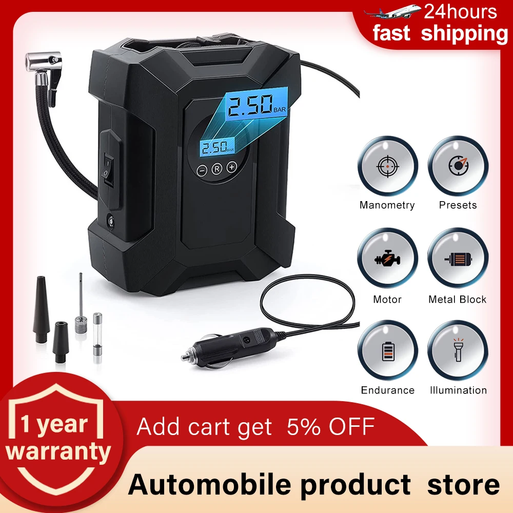 12v Car Air Compressor Pump Portable Inflatable Electric Tire Auto Car Tire Inflator For Motorcycle LED Light Tire Pump Bicycle
12v Car Air Compressor Pump Portable Inflatable Electric Tire Auto Car Tire Inflator For Motorcycle LED Light Tire Pump Bicycle