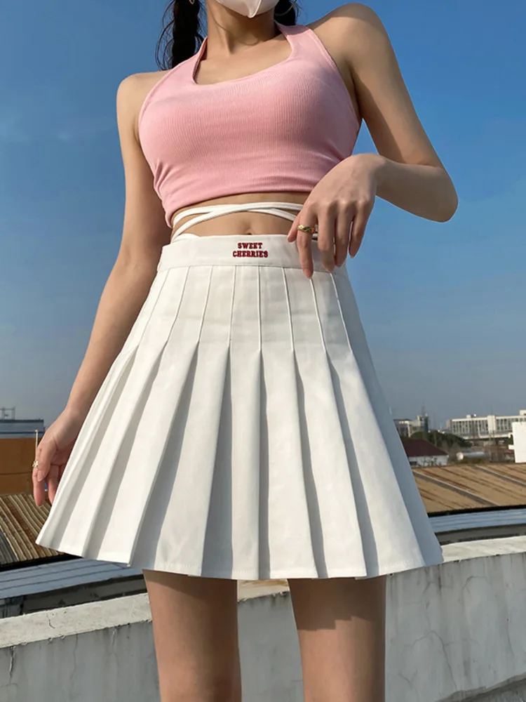 Юбка женская трапециевидная однотонная плиссированная с завышенной талией и шнурком, m4j6 
Юбка женская трапециевидная однотонная плиссированная с завышенной талией и шнурком, m4j6