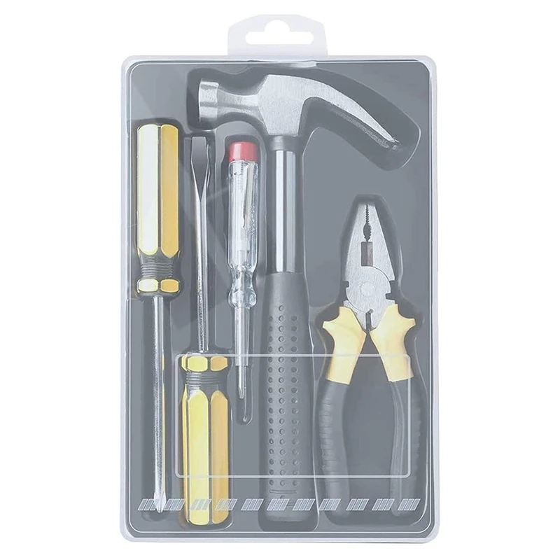 5PCS Tool Box with Tools Included Small Household Tool Set Include Screwdriver Test Pencil Hammer Wire Cutter DIY Kit
5PCS Tool Box with Tools Included Small Household Tool Set Include Screwdriver Test Pencil Hammer Wire Cutter DIY Kit