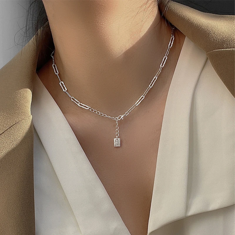 Sparkling Square Geometric Sterling Silver Necklace Female Clavicle Chain Collar Sweater Chain Naked Chain Party Jewelry Gift
Sparkling Square Geometric Sterling Silver Necklace Female Clavicle Chain Collar Sweater Chain Naked Chain Party Jewelry Gift