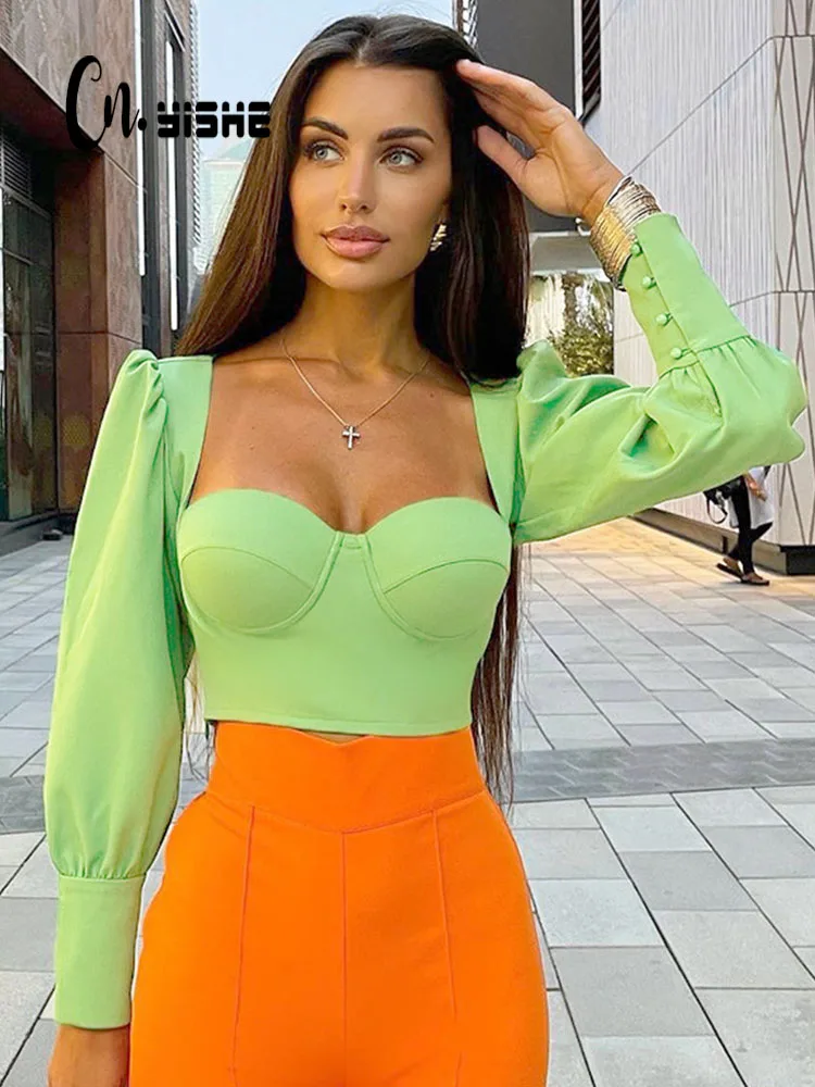 CNYISHE 2022 Autumn Fashion Korean Style Cropped Shirt Tee T-shirts Women Sexy Slim Square Collar Crop Top Female Solid Blusas
CNYISHE 2022 Autumn Fashion Korean Style Cropped Shirt Tee T-shirts Women Sexy Slim Square Collar Crop Top Female Solid Blusas