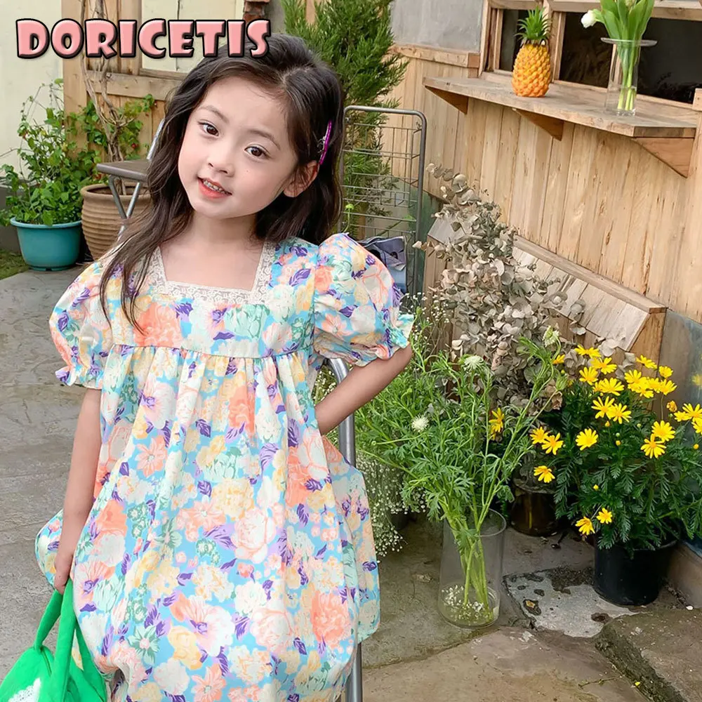 Children Dress Cute Full Flower Pattern Oil Painting Style Puff Sleeves Skirt Summer Little Girl New Fashion Princess Dress
Children Dress Cute Full Flower Pattern Oil Painting Style Puff Sleeves Skirt Summer Little Girl New Fashion Princess Dress