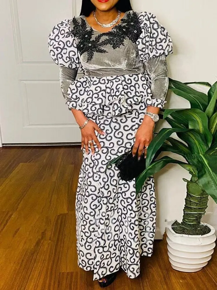 2 Piece Sets African Dresses For Women Bodycon Mermaid Sexy Maxi Dress Elegant Wedding Gowns Ankara Long Dress New Robes 
2 Piece Sets African Dresses For Women Bodycon Mermaid Sexy Maxi Dress Elegant Wedding Gowns Ankara Long Dress New Robes