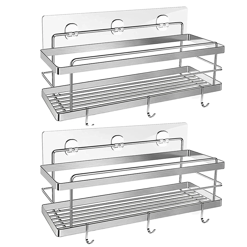 2Pcs/set Shower Shelf Organizer With Hooks Stainless Steel Wall Rack Kitchen Shelf Without Drill Bathroom Shower Basket
2Pcs/set Shower Shelf Organizer With Hooks Stainless Steel Wall Rack Kitchen Shelf Without Drill Bathroom Shower Basket