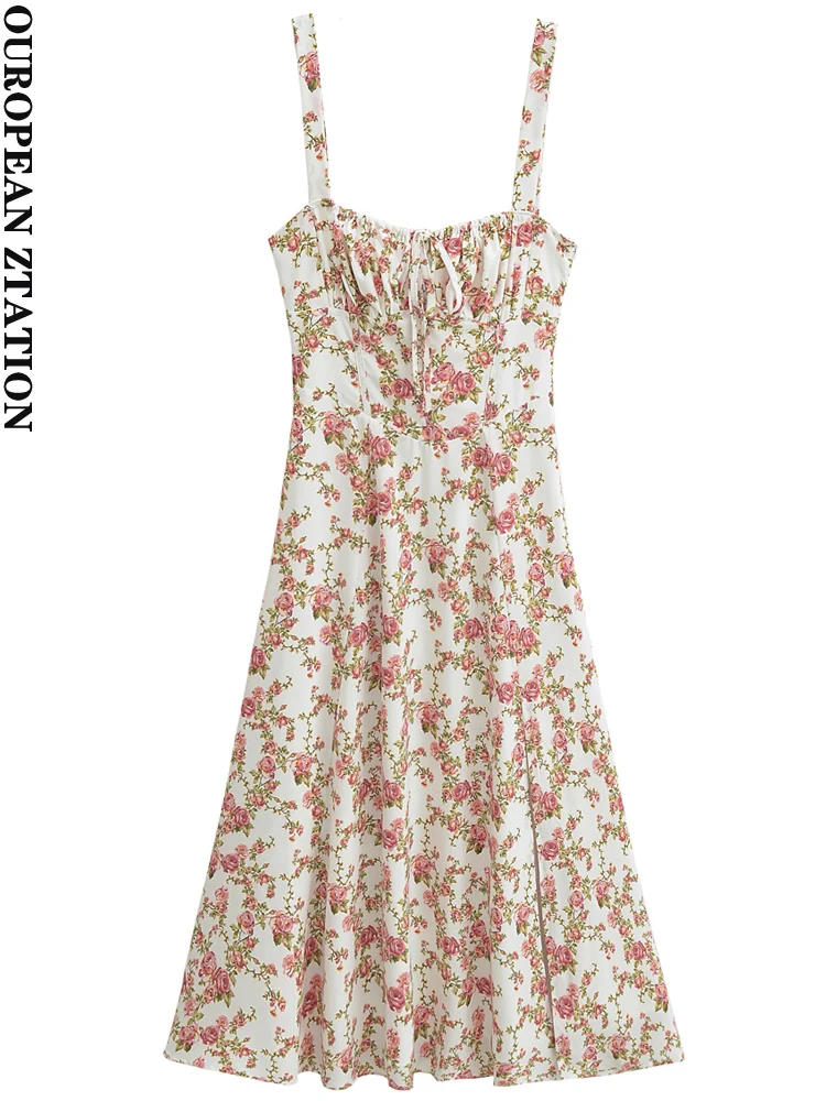 PAILETE Women 2022 fashion with ties front slit floral print midi dress vintage backless thin straps female dresses mujer
PAILETE Women 2022 fashion with ties front slit floral print midi dress vintage backless thin straps female dresses mujer