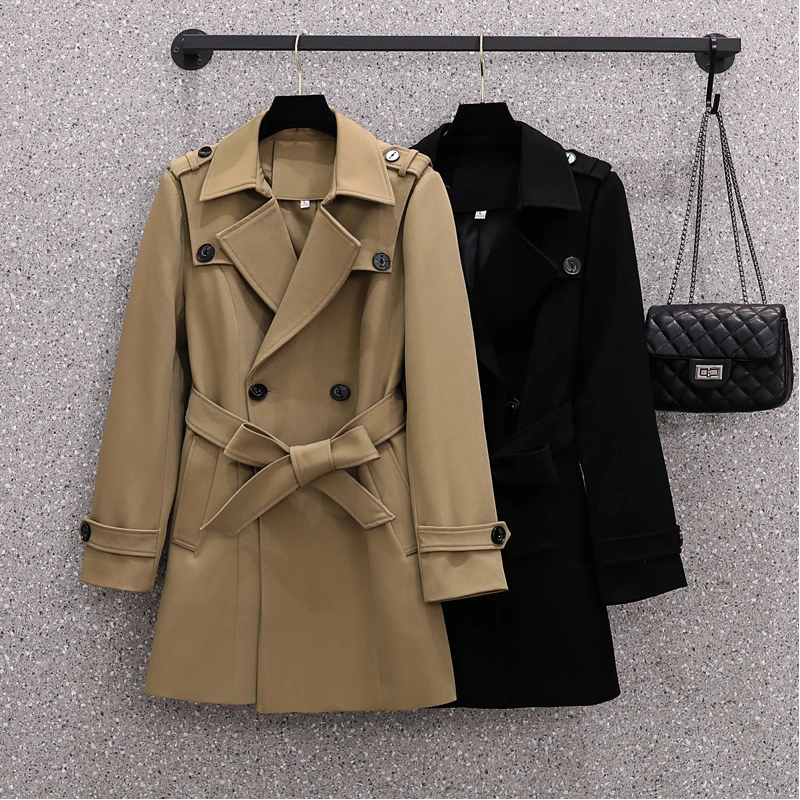 Ailegogo New Spring Autumn Women Khaki Trench Coat with Belt Streetwear Female Double Breasted Black Tops Slim Outwear
Ailegogo New Spring Autumn Women Khaki Trench Coat with Belt Streetwear Female Double Breasted Black Tops Slim Outwear