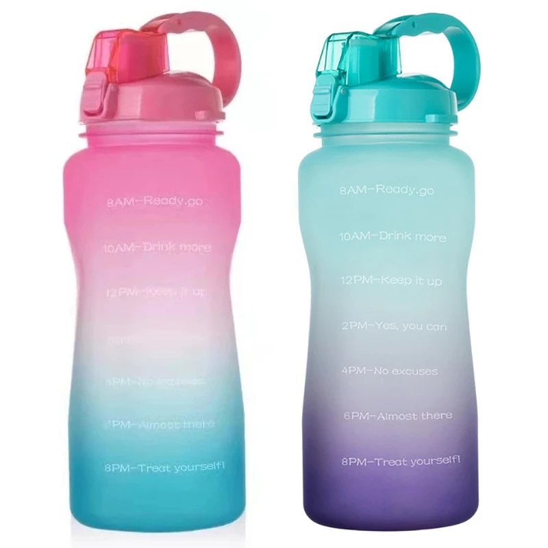 2PCS Water Bottle with Time Marker, 68 Oz Extra Large Motivational Bottle with Straw, Pink-Green & Green-Purple
2PCS Water Bottle with Time Marker, 68 Oz Extra Large Motivational Bottle with Straw, Pink-Green & Green-Purple