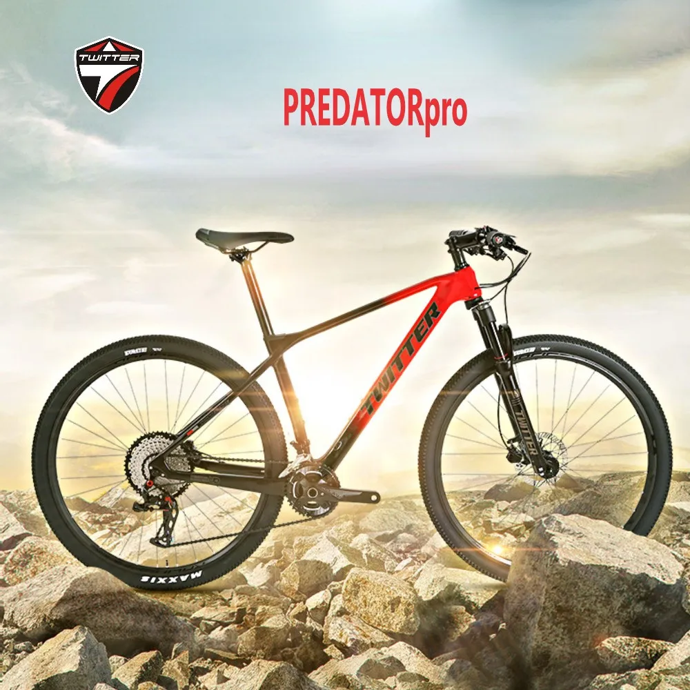 TWITTER PREDATOR 27.5/29inch M8100-2*12Speed front fork suspension carbon fiber mountain bike T900 MTB with hydraulic disc brake
TWITTER PREDATOR 27.5/29inch M8100-2*12Speed front fork suspension carbon fiber mountain bike T900 MTB with hydraulic disc brake