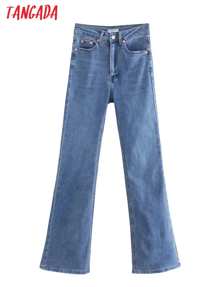 Tangada 2022 autumn women light blue flare jeans pants trousers high waist pockets buttons female pants 4M235
Tangada 2022 autumn women light blue flare jeans pants trousers high waist pockets buttons female pants 4M235