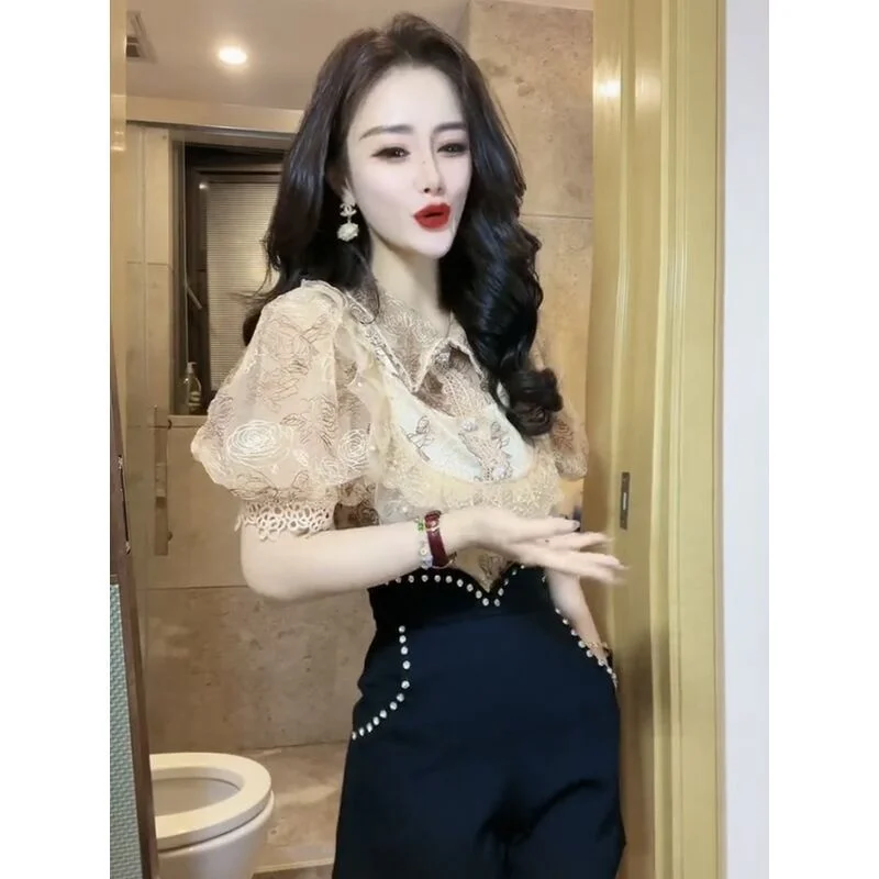 Lace Short Sleeved Shirt Women's 2023 Summer Fashion Ruffle Top Blusas Clothes for Women Tops Shirts Blouses
Lace Short Sleeved Shirt Women's 2023 Summer Fashion Ruffle Top Blusas Clothes for Women Tops Shirts Blouses