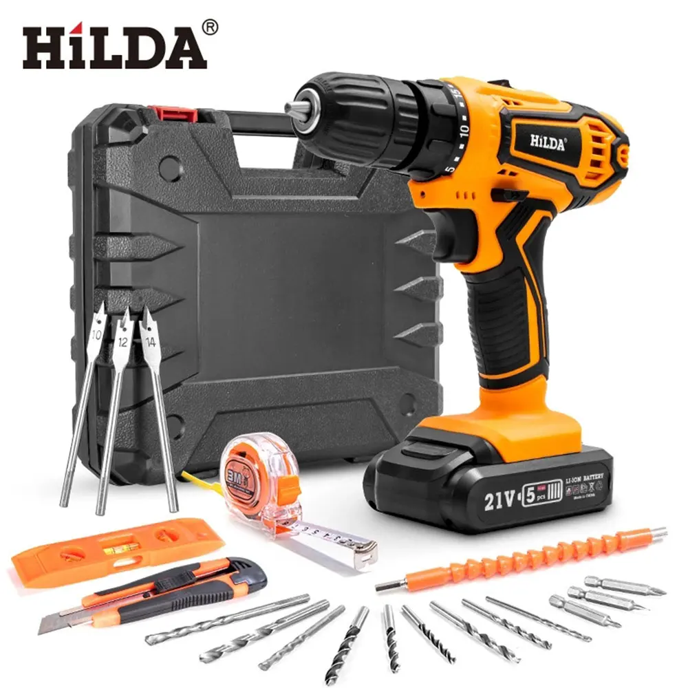 21V Electric Drill Set Cordless Impact Drill Screwdriver LED Light Tool Box Tape Measure Knife Leveler Battery Power Tools
21V Electric Drill Set Cordless Impact Drill Screwdriver LED Light Tool Box Tape Measure Knife Leveler Battery Power Tools