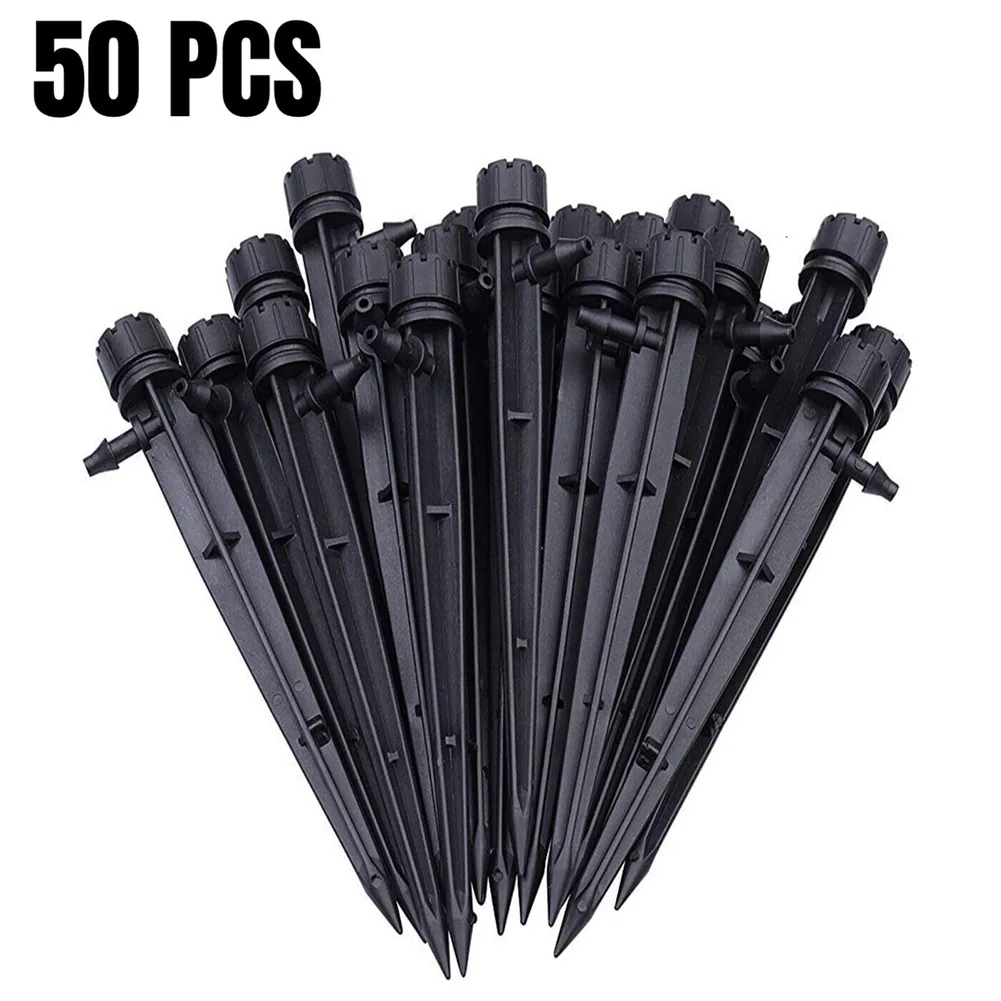 

50pcs Drip Irrigation Support Stakes Adjustable Water Flow Irrigation Drippers Stake Emitter Drip System 360° Sprinkler Bracket