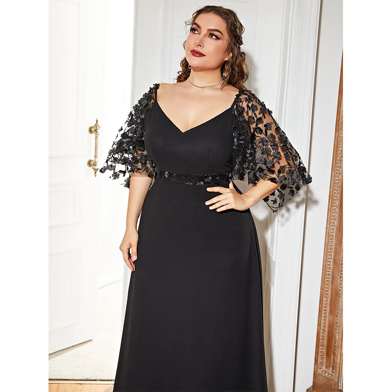 Plus Size Summer Three-Dimensional Embroidered Shawl Black Dress 4xl 5xl Big Size Black Loose and Elegant Mesh Dress for Women
Plus Size Summer Three-Dimensional Embroidered Shawl Black Dress 4xl 5xl Big Size Black Loose and Elegant Mesh Dress for Women