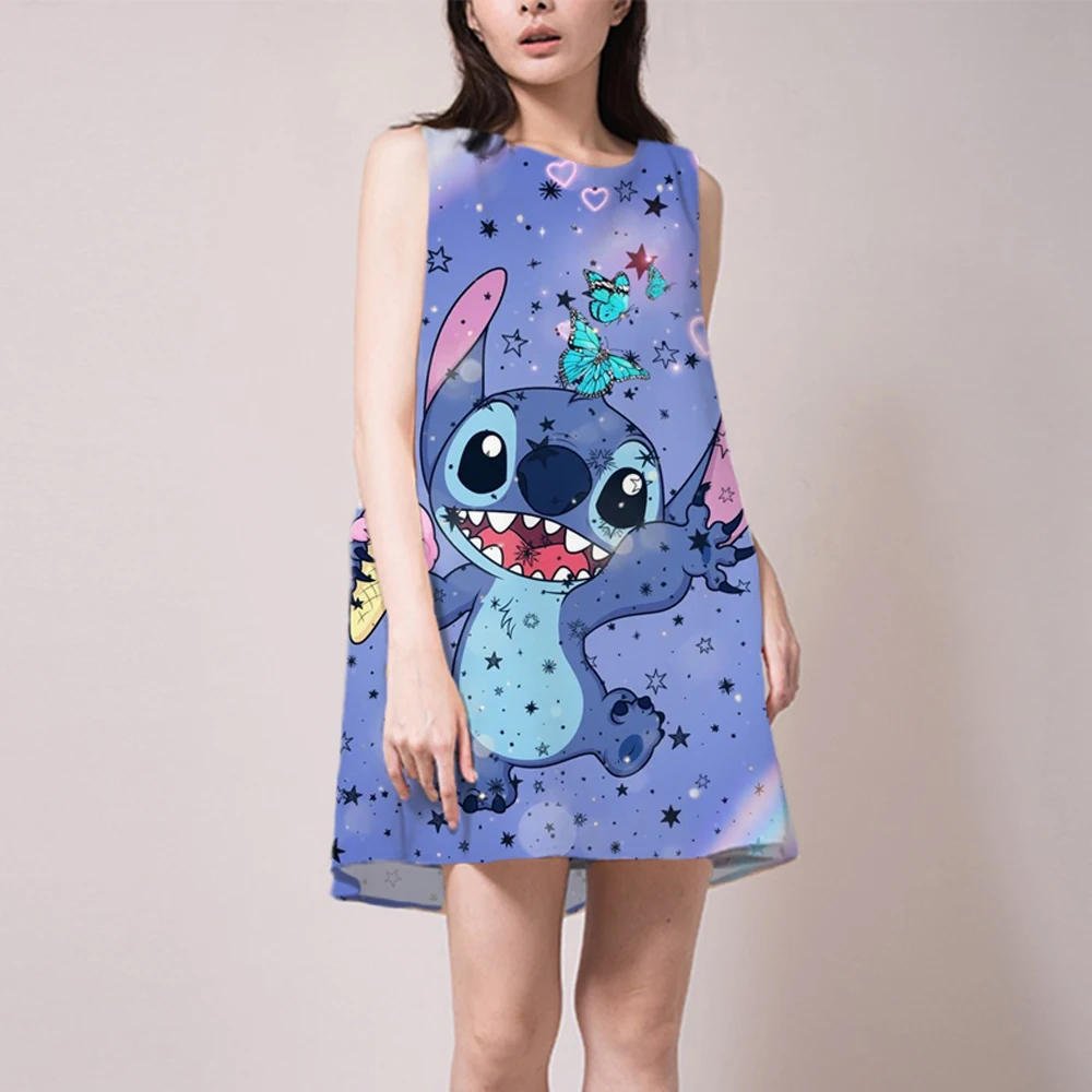 New Ladies Summer Loose Sleeveless Disney Stitch 3D Print Dress Casual A-Line Women Maxi Dresses Pattern Printed Thin Miniskirt
New Ladies Summer Loose Sleeveless Disney Stitch 3D Print Dress Casual A-Line Women Maxi Dresses Pattern Printed Thin Miniskirt