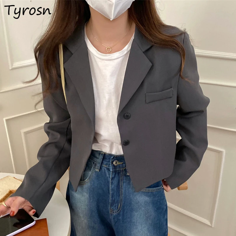 Blazers Women Single Breasted Coats Notched Buttons Office Lady Vintage Crop Tops Elegant Basic Korean High Street Black Suits
Blazers Women Single Breasted Coats Notched Buttons Office Lady Vintage Crop Tops Elegant Basic Korean High Street Black Suits