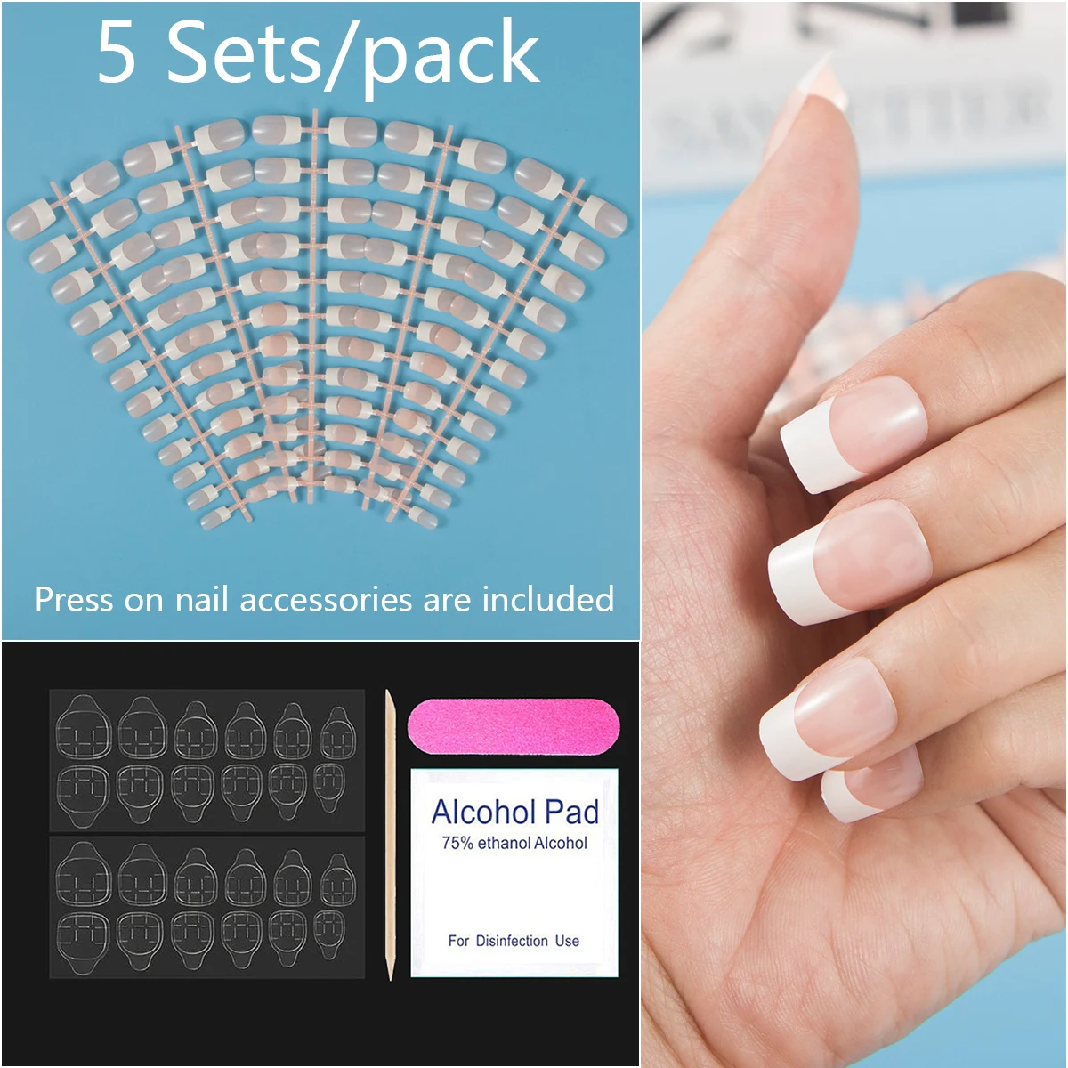 Nail Adhesive Stickers Inculded 5 Packs/Lot French Sqaure False Nail Press on Fake Nail Full Cover Middle Length Nail DIY
Nail Adhesive Stickers Inculded 5 Packs/Lot French Sqaure False Nail Press on Fake Nail Full Cover Middle Length Nail DIY
