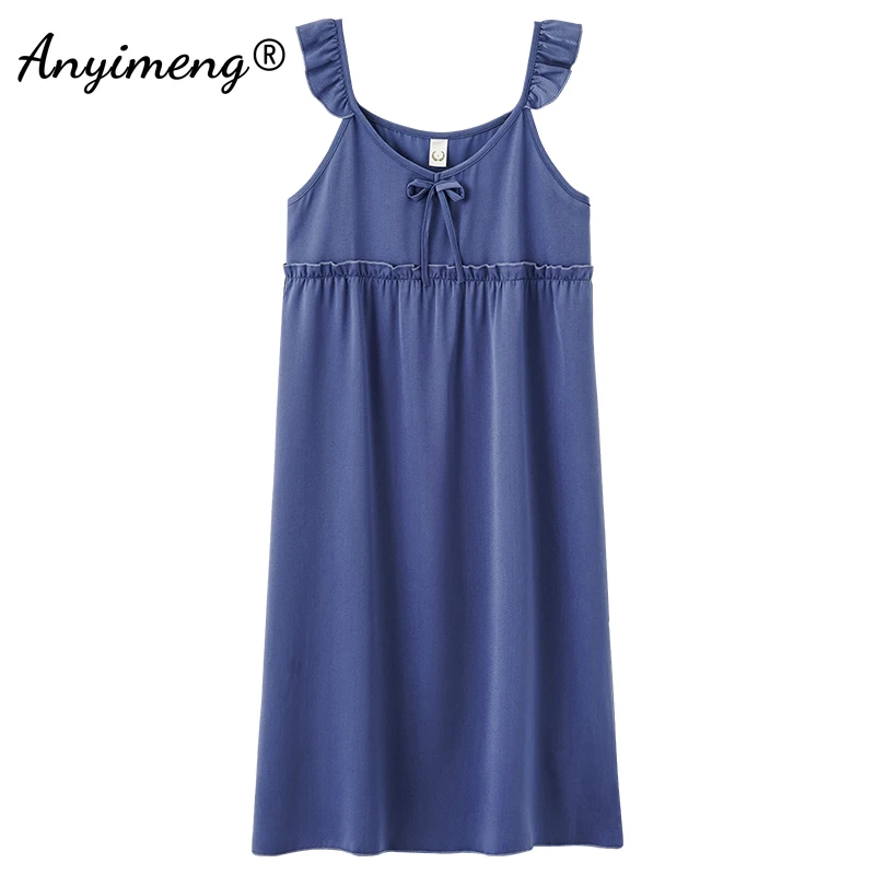 New Summer Fashion Women's Blue Sexy Ice Silk Nightgown M-3XL Nightdress Spaghetti Strap Lingerie Homedress for Young Girls
New Summer Fashion Women's Blue Sexy Ice Silk Nightgown M-3XL Nightdress Spaghetti Strap Lingerie Homedress for Young Girls