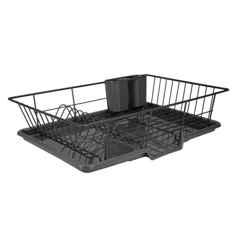 Piece Rust-Resistant Vinyl Dish Drainer with Self-Draining Drip Tray, Black
Piece Rust-Resistant Vinyl Dish Drainer with Self-Draining Drip Tray, Black
