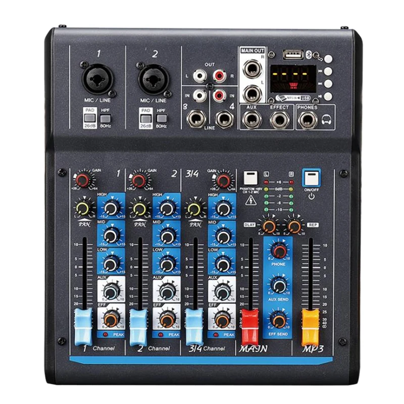 Professional 4 Channel Bluetooth Mixer 48V Phantom Power Supply Console Reverb Effect For Home USB Live Stage-US Plug
Professional 4 Channel Bluetooth Mixer 48V Phantom Power Supply Console Reverb Effect For Home USB Live Stage-US Plug