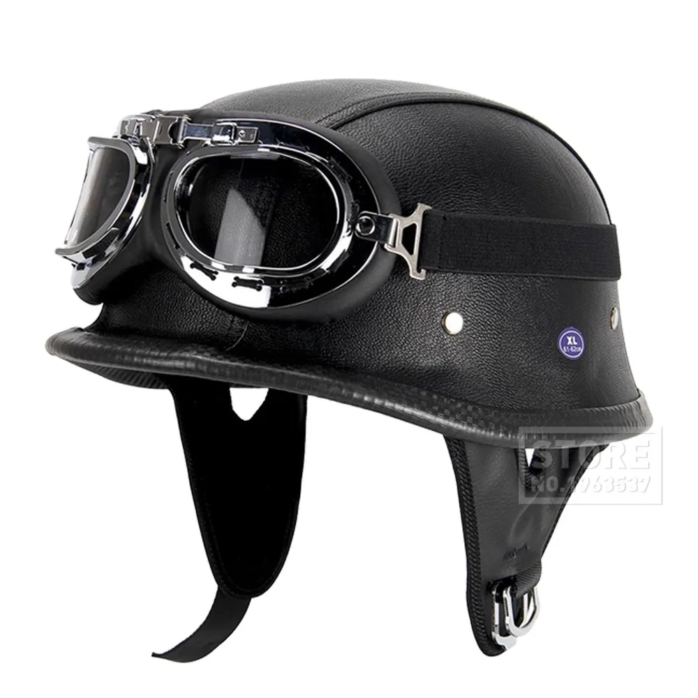 New Leather Motorcycle Helmet German Motorcycle Open Face Half Helmet Chopper Biker Pilot DOT BLACK
New Leather Motorcycle Helmet German Motorcycle Open Face Half Helmet Chopper Biker Pilot DOT BLACK