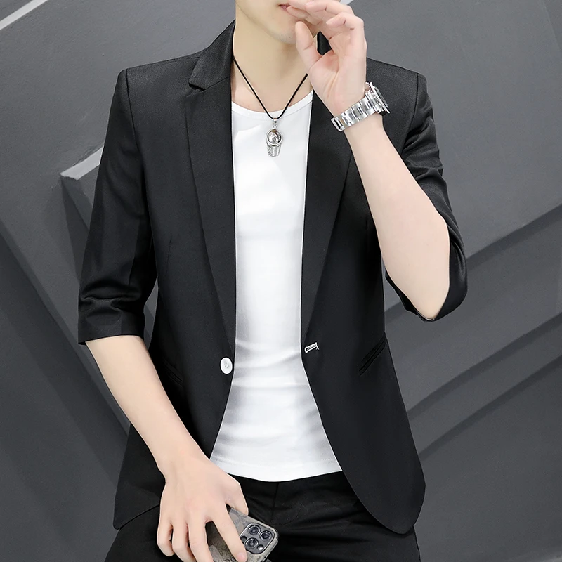 New Seven-point Sleeve Suit Men's Korean Version of The Trend Summer Mid-sleeve Fashion All-matching Handsome Small Suit 2360
New Seven-point Sleeve Suit Men's Korean Version of The Trend Summer Mid-sleeve Fashion All-matching Handsome Small Suit 2360