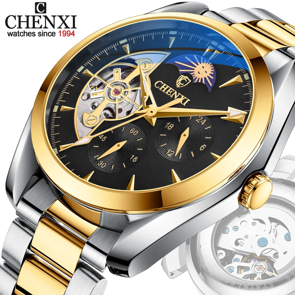 CHENXI Luxury Tourbillon Watches Men's Top Brand Waterproof Men Automatic Mechanical Wristwatches Man Stainless Steel Watch 
CHENXI Luxury Tourbillon Watches Men's Top Brand Waterproof Men Automatic Mechanical Wristwatches Man Stainless Steel Watch