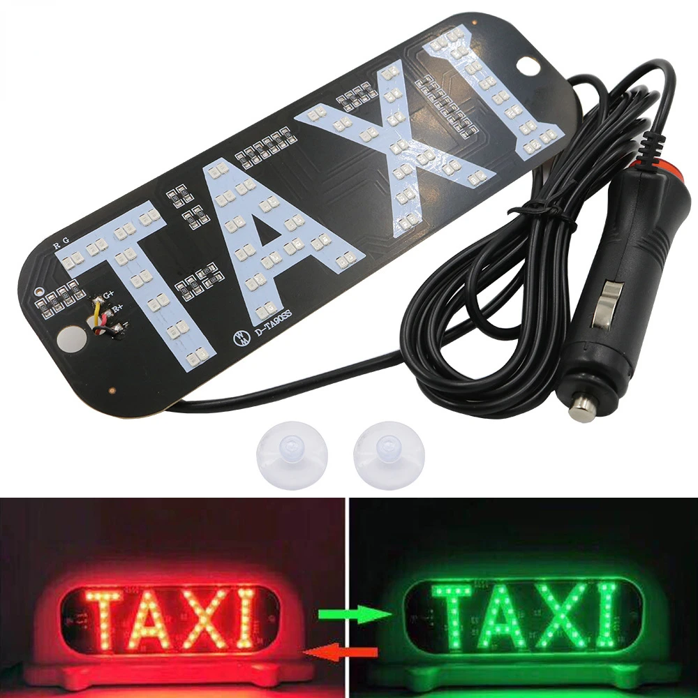 

Taxi Car LED Indicator Light Panel Sign Warning Light 2 ColorRed Green Cigarette Lighter with Suction Beacon Signal Taxi Light