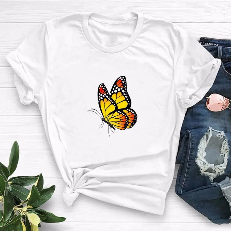Summer Women T Shirt 4XL 5XL Versatile Cotton Cartoon Butterfly Print Short Sleeve Casual O-Neck Female Woman TShirt Tees Top
Summer Women T Shirt 4XL 5XL Versatile Cotton Cartoon Butterfly Print Short Sleeve Casual O-Neck Female Woman TShirt Tees Top
