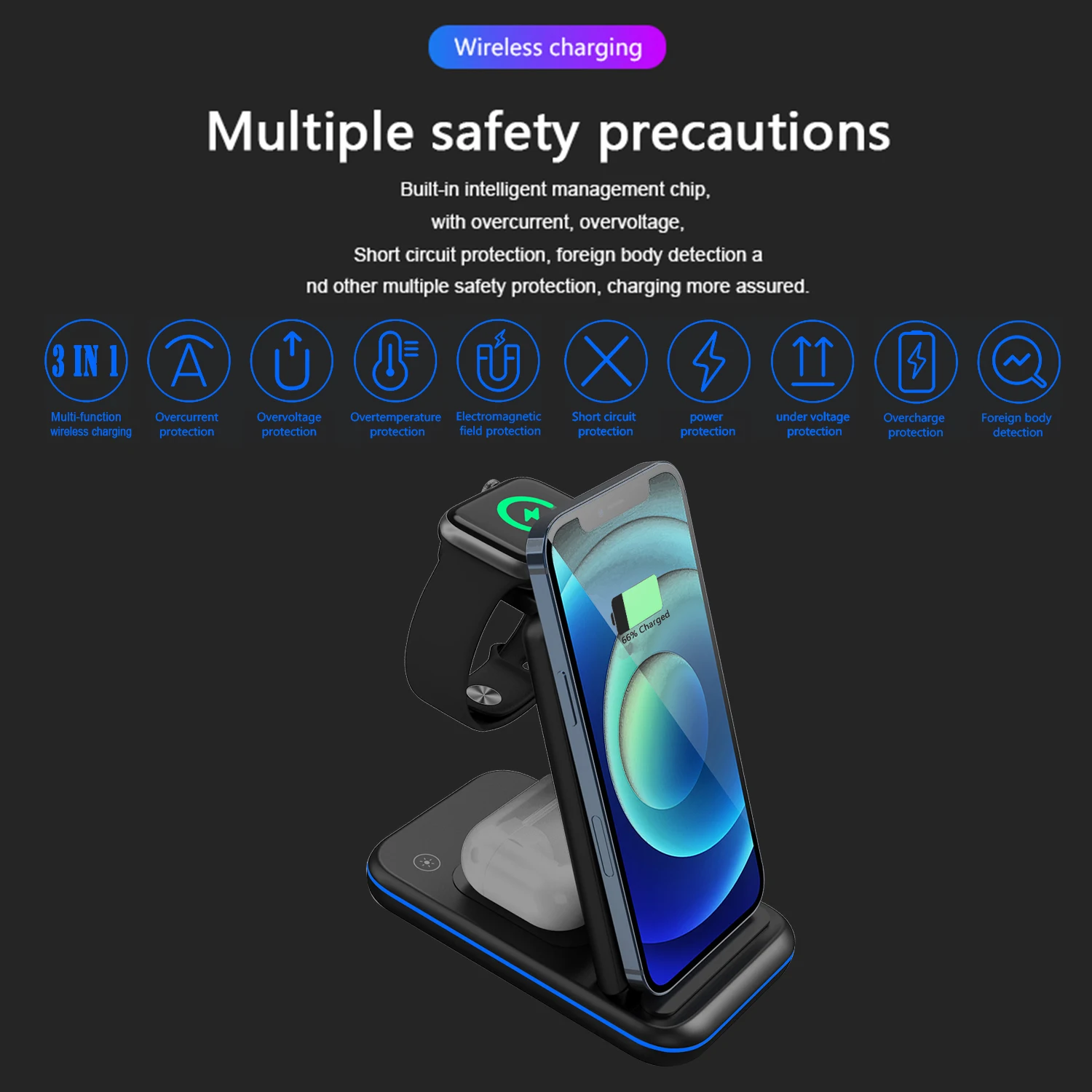 3 in 1 Wireless Fast Charger For iPhone 13 12 11 Pro Max iWatch Fast Charging Dock Station Wireless Chargers
3 in 1 Wireless Fast Charger For iPhone 13 12 11 Pro Max iWatch Fast Charging Dock Station Wireless Chargers