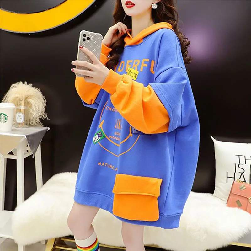 Fake Two Piece Design Hoodies Spring Autumn Women Fun Graffiti Design Loose Sweatershirts Letter Printing Pullovers Female Tops
Fake Two Piece Design Hoodies Spring Autumn Women Fun Graffiti Design Loose Sweatershirts Letter Printing Pullovers Female Tops
