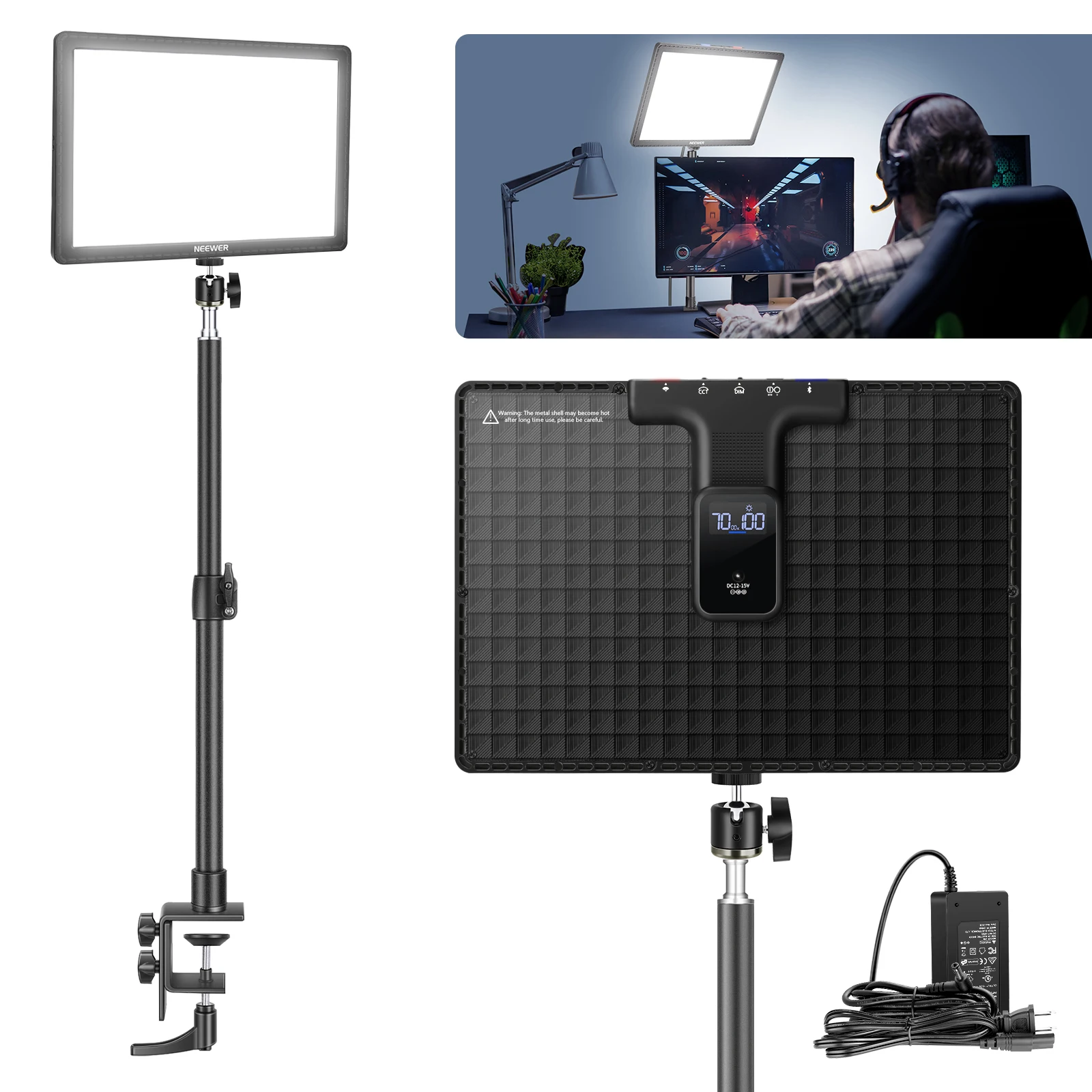 Neewer GL1 Key Light, LED Panel Light, Adjustable Video Light with Table Top C-Clamp Stand for Gaming Live/Zoom Meeting/YouTube
Neewer GL1 Key Light, LED Panel Light, Adjustable Video Light with Table Top C-Clamp Stand for Gaming Live/Zoom Meeting/YouTube
