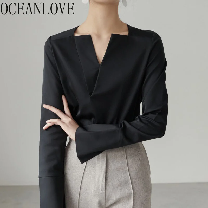 V Neck Women Shirts Oice Lady Korean ashion Solid Spring Summer Blouses Vintage Basic Long Sleeve Blusas Mujer 
V Neck Women Shirts Oice Lady Korean ashion Solid Spring Summer Blouses Vintage Basic Long Sleeve Blusas Mujer