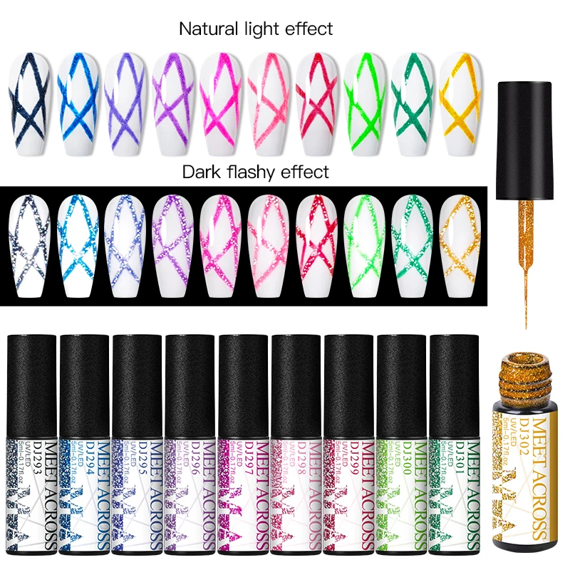 MEET ACROSS 5ml Reflective Glitter Line Gel Nail Polish 6 Colors For UV/LED Paint Nails Drawing Polish DIY Painting Varnishes
MEET ACROSS 5ml Reflective Glitter Line Gel Nail Polish 6 Colors For UV/LED Paint Nails Drawing Polish DIY Painting Varnishes